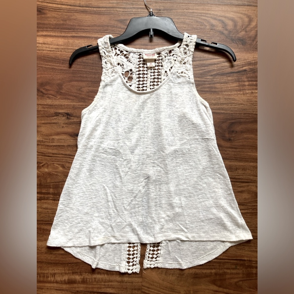 Mossimo Supply Co. Lace Back Crochet Open Back White Tank Top